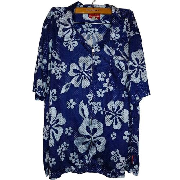 Union Bay Vintage Tropical Hawaiian Floral Print Half Zip Shirt - Picture 1 of 4